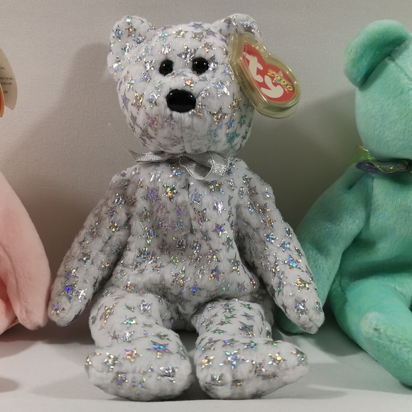 Three Collector Ty Beanie Babies: Cure 2003, The Beginning 2000, Ariel 2000, EUC - Picture 3 of 7